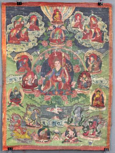 Guru Padmasambhava ? Thangka, China / Tibet old.