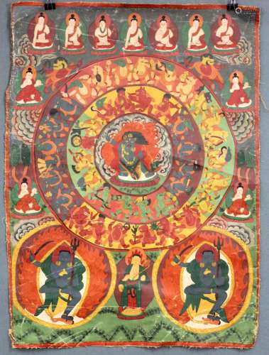 Yama ? Mandala / Thangka, China / Tibet old.