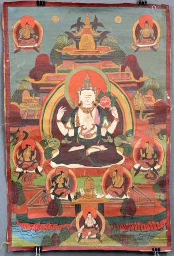 Buddha Thangka, China / Tibet old.