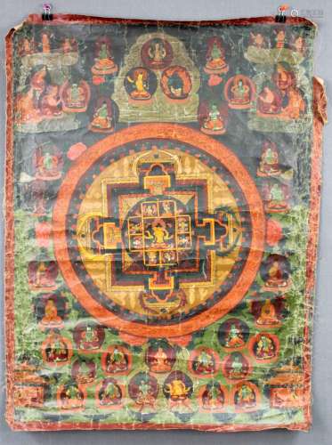 Namgyalma and Ushnishavijaya Buddha ? Mantra Mandala, China / Tibet old.