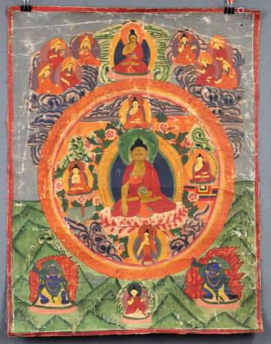 Buddha Thangka / Mandala. Tibet / China old.
