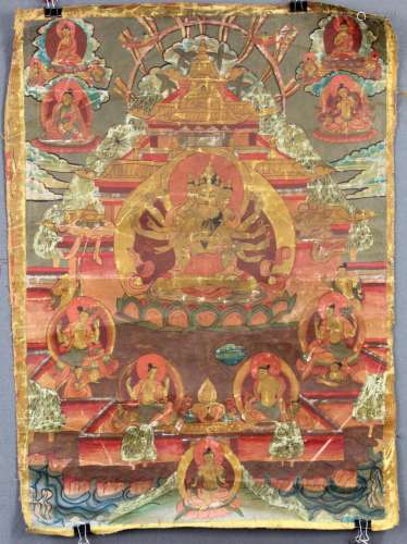 Thangka / Mandala, representation of Guhyasamāja Tantra, old.