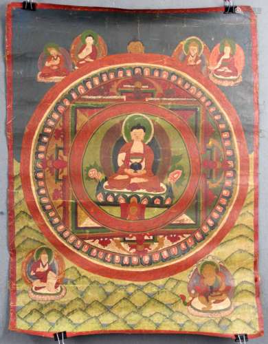 Buddha Mandala / Thangka, China / Tibet old.