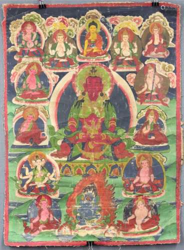 Amithaba? Buddha Thangka, China / Tibet old.
