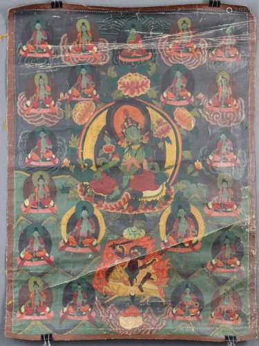 Thangka, China / Tibet old. Probably Amoghasiddhi.