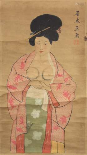 Sho ISHIMOTO (1920). Scroll painting. Lady. China / Japan.