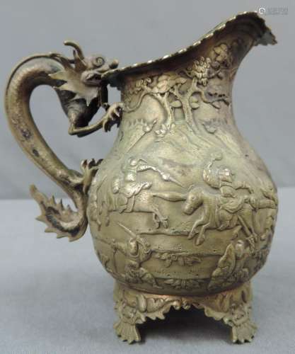 Luen Wo. Silver. Jug with dragon handles. China. Late Qing period around 1880-1925.
