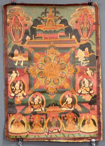 Shakyamuni Buddha Mandala / Thangka, China / Tibet old.