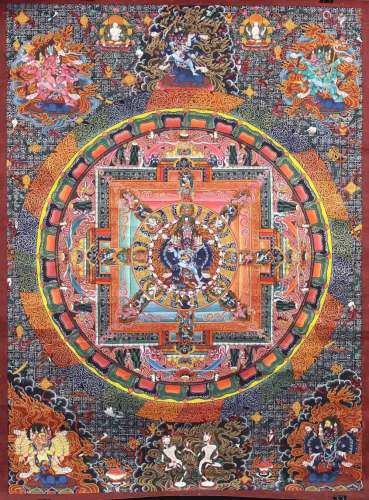 Kalachakra Mandala / wheel of life mandala, China / Tibet old.