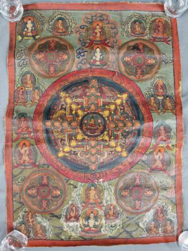 5 x Mandala, China / Tibet old. Buddha in the center.