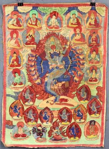 Chakrasamvara / Vajravarahi ? Thangka, China / Tibet old.
