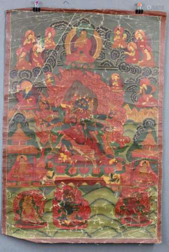 Yama ? Thangka, China / Tibet old.