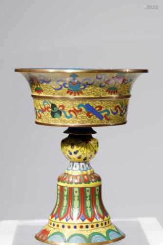 OFFERING VESSELCloisonne enameled,China 18th C. or later,H: 17 cmDecorated with 8 suspicious symbols