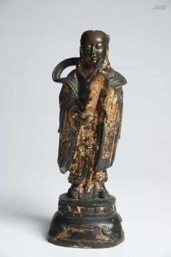 SCHOLARbronze with traces of Lacquer and goldChina, 16th centuryH: 23 cm