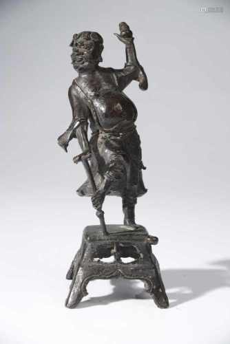 BRONZE STATUE OF LI TIEGUAIbronze,China, 18th century or earlier,H: 19 cmOne of 8 immortals, as