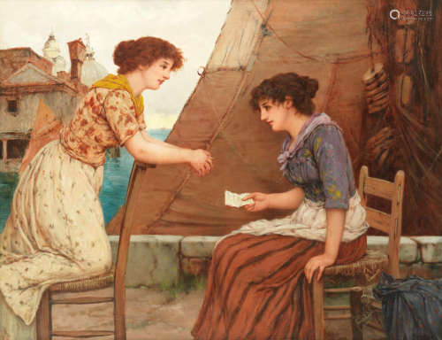 A note from afar  Oliver Rhys(British, active 1876-1895)