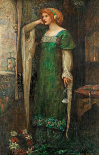 A damsel in the tower Molly B. Evans(British, Exhibited 1895-96)