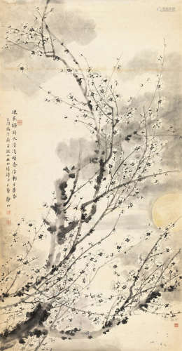 吴静山 1969年作 梅花图 镜片 水墨纸本