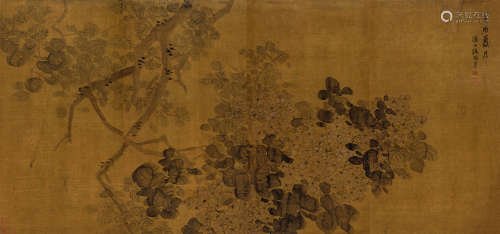 张赐宁 1813年作 花卉通景 四条屏立轴 设色绢本