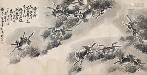 胡公寿 1857年作 螃蟹图 镜片 设色纸本