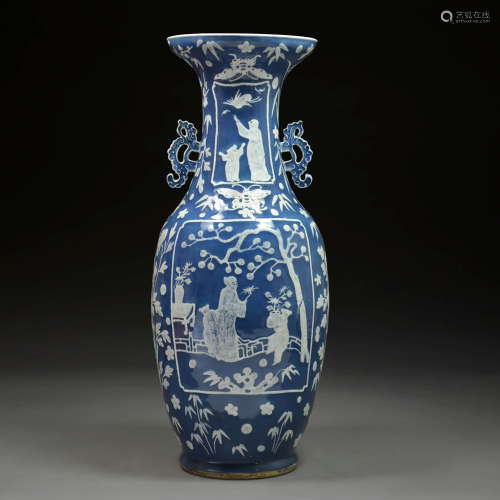 A Chinese Blue Glazed Baluster Vase