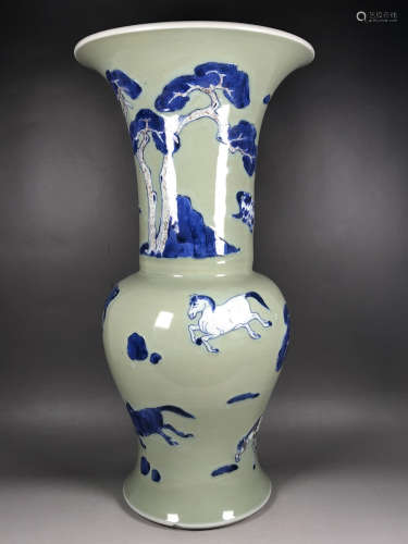 Blue and White Copper Red Porcelain Vase