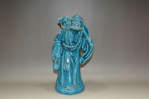 Chinese Turquoise Glazed Porcelain Luohan