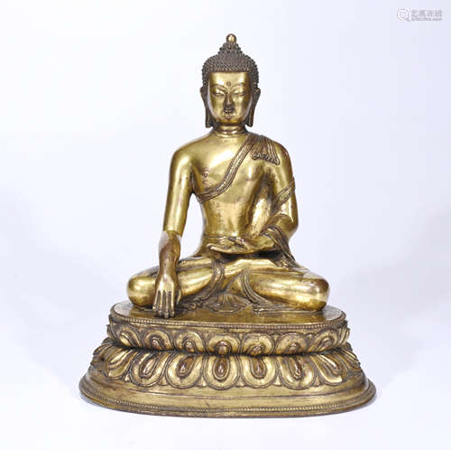 Chinese Gilt Bronze Shi Jia Mo Ni Buddha