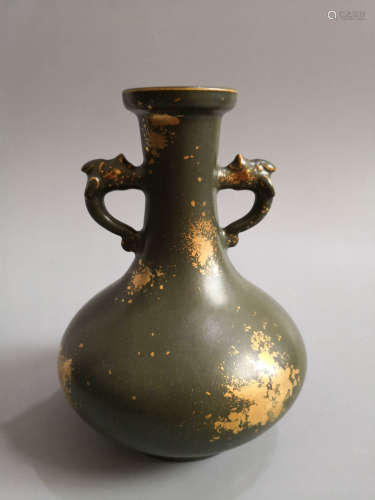 Chinese Tea Dust Glazed Double Ears Vase