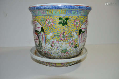 Chinese Flowerpot Porcelain Famille Rose Phoenix