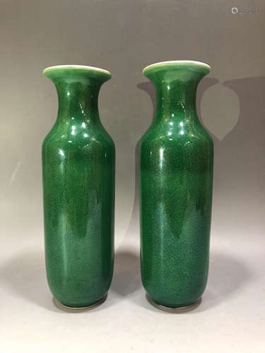 Pair of Chinese Green Glazed Vases