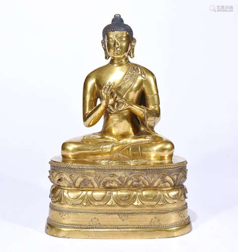 Chinese Gilt Bronze Shi Jia Mo Ni  Buddha