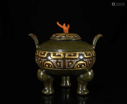 Chinese Tea Dust Glaze Porcelain Pot