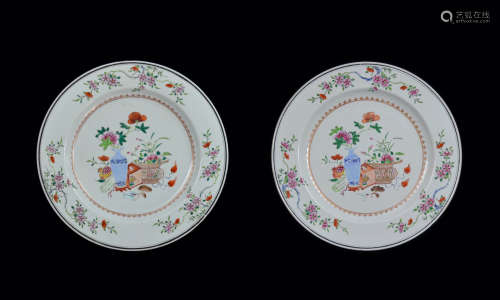 Two Large Famille Rose Dishes