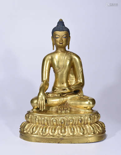 Chinese Gilt Bronze Shi Jia Mo Ni Buddha