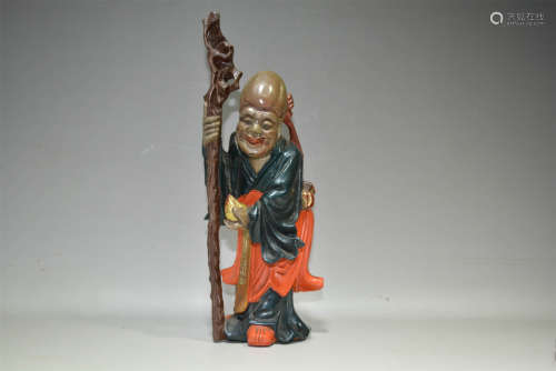 Chinese Carved and Lacquered Wood Shou Lao