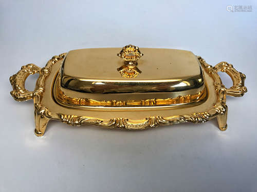 Arosby Gold Plated Double Ears Cover Tray