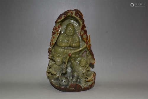 19th C. Chinese jade carving buddha