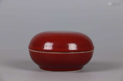 Chinese Red Glazed Porcelain Ink Box