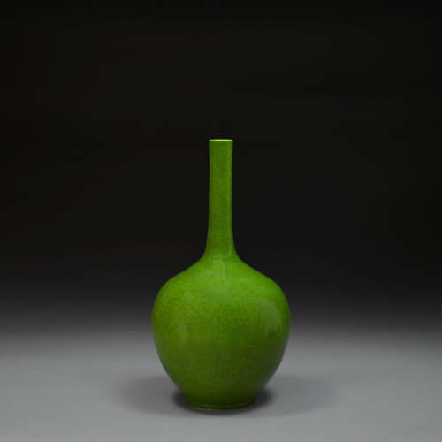 An Emerald Green Glazed Porcelain Bottle