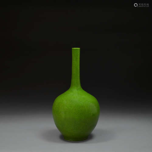 An Emerald Green Glazed Porcelain Bottle