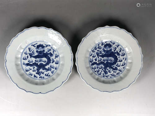 Pair of Chinese Blue and White Dishes