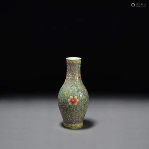 A Polychrome Enamel Vase with Oviform Body