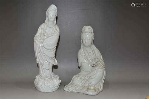 Chinese 19th C. Blanc De Chine porcelain figures