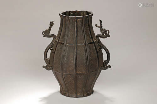 IRON CAST 'DRAGON' VASE