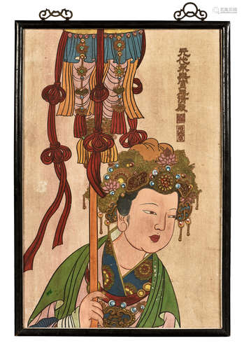 CLOISONNE AND FILIGREE PAINTING 'LADY'