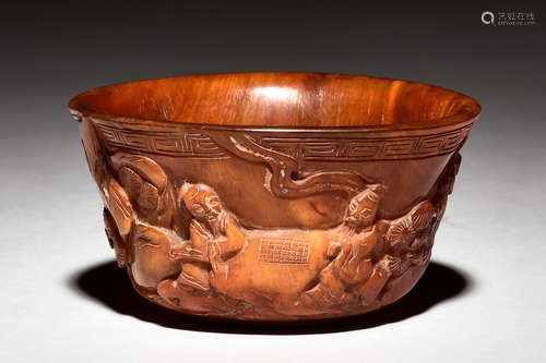 HORN CARVED 'ELDERS' CUP