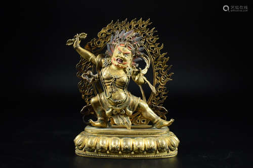 GILT BRONZE CAST VAJRAPANI STANDING FIGURE