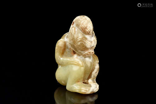 JADE CARVED 'MYTHICAL BEAST' FIGURE