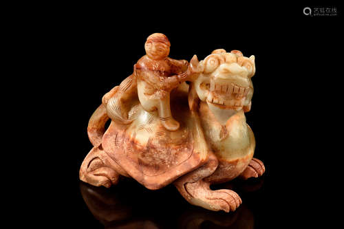 JADE CARVED 'MYTHICAL BEAST' FIGURE